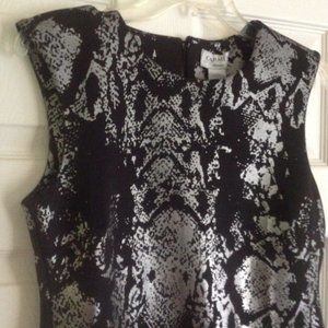 NWT Carmen Marc Valvo Dress, Black & Silver, S